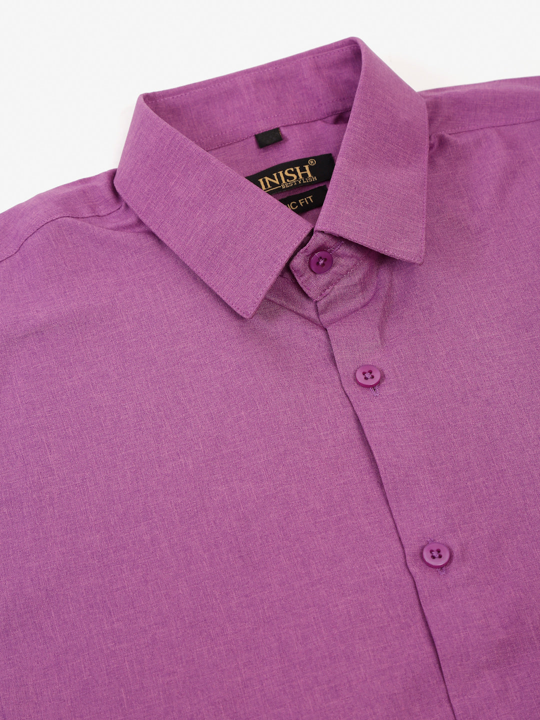 Jainish Men's Cotton Solid Half Sleeves Formal Shirt - Purple