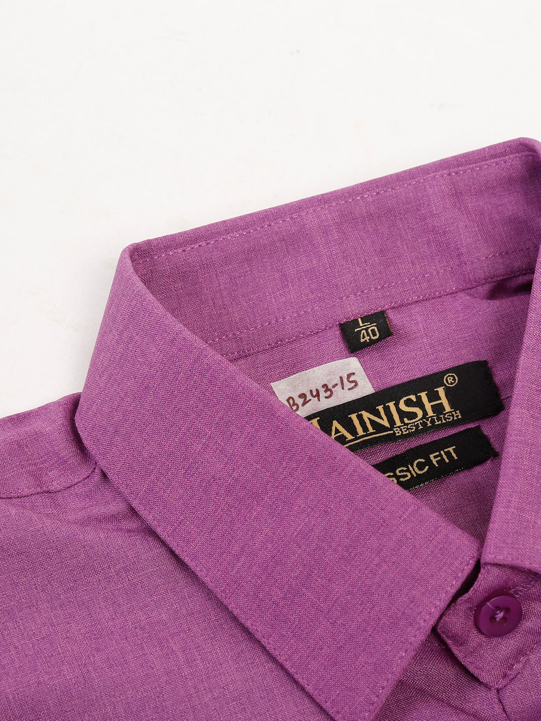 Jainish Men's Cotton Solid Half Sleeves Formal Shirt - Purple