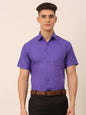 Jainish Men's Cotton Solid Half Sleeves Formal Shirt - Voilet