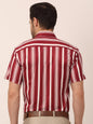 Jainish Men's Lycra Striped Half Sleeve Formal Shirts ( SF 812Maroon )