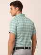 Jainish Men's Cotton Checked Half Sleeve Formal Shirts ( SF 815Green )