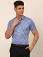 Jainish Men's Cotton Striped Formal Shirts - Blue