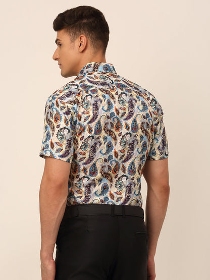 Jainish Men's Cotton Printed Formal Shirts - Multi