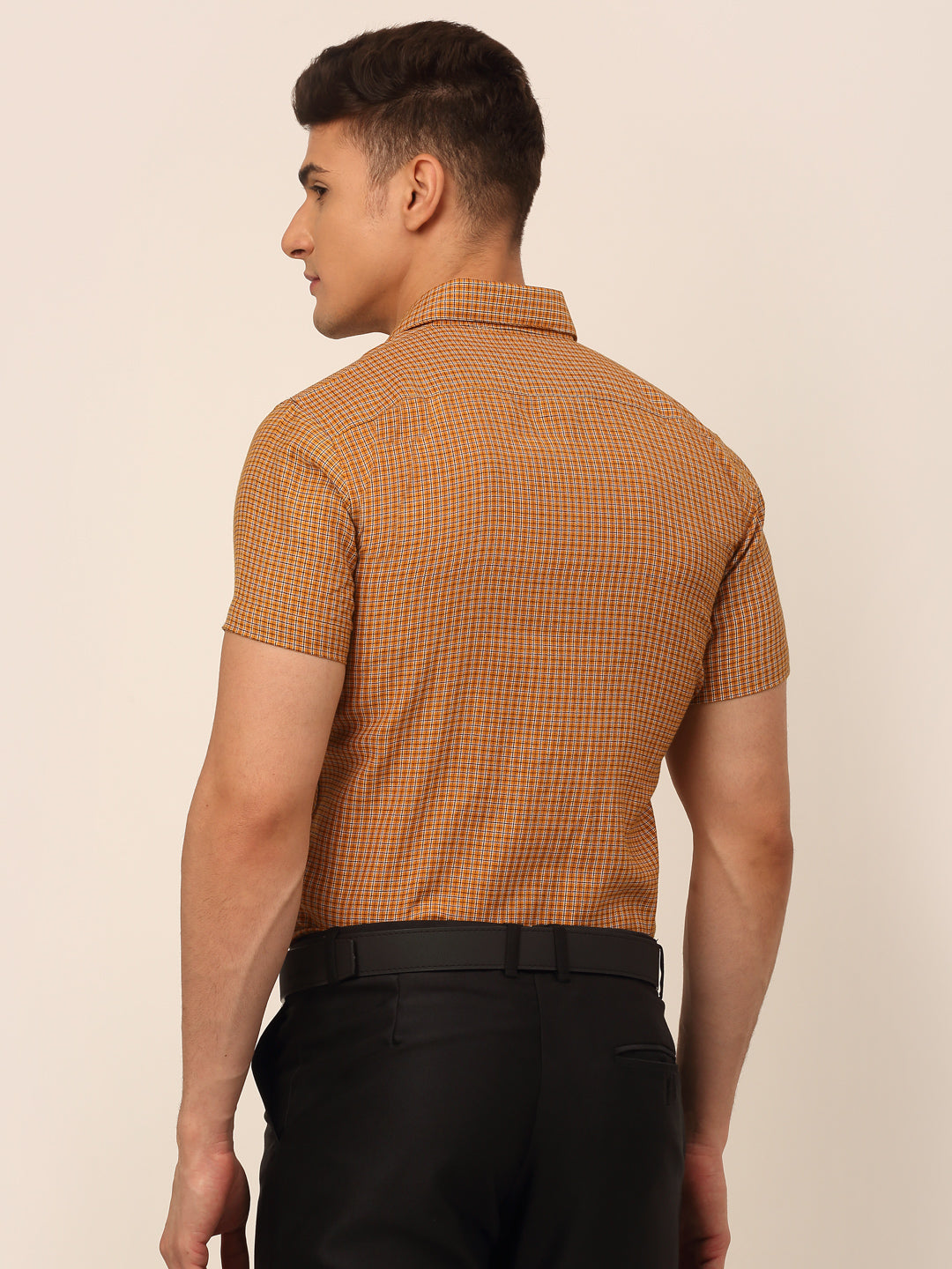 Jainish Men's Mens Brought Checked Formal shirts - Mustard