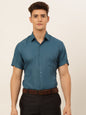 Jainish Men's Cotton Solid Formal Shirt - Teal