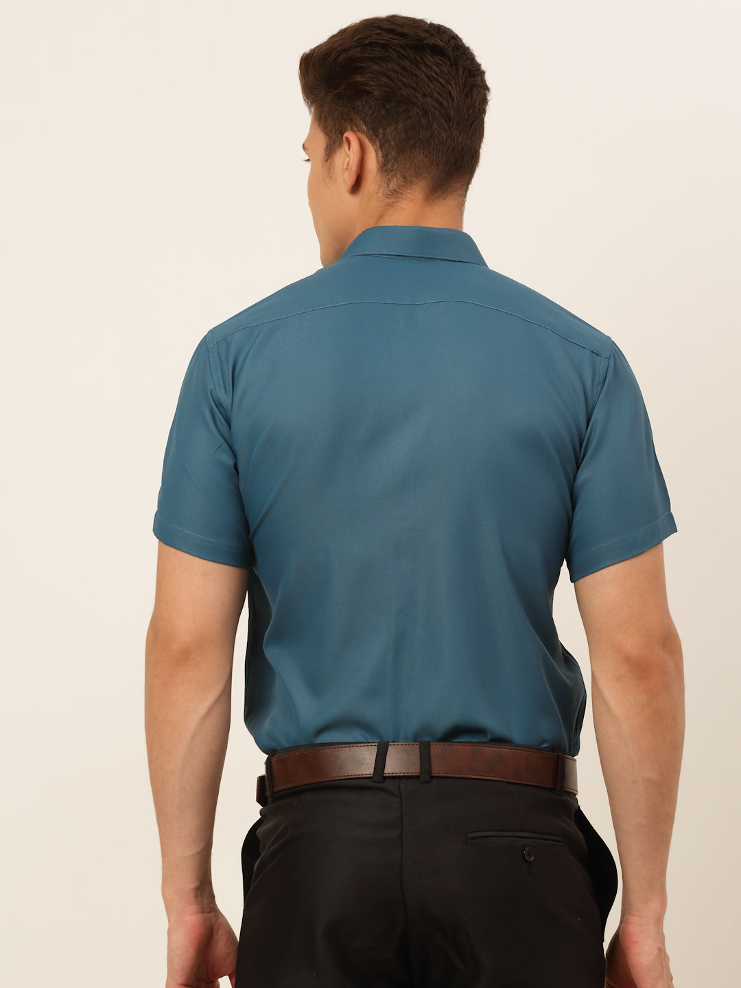 Jainish Men's Cotton Solid Formal Shirt - Teal