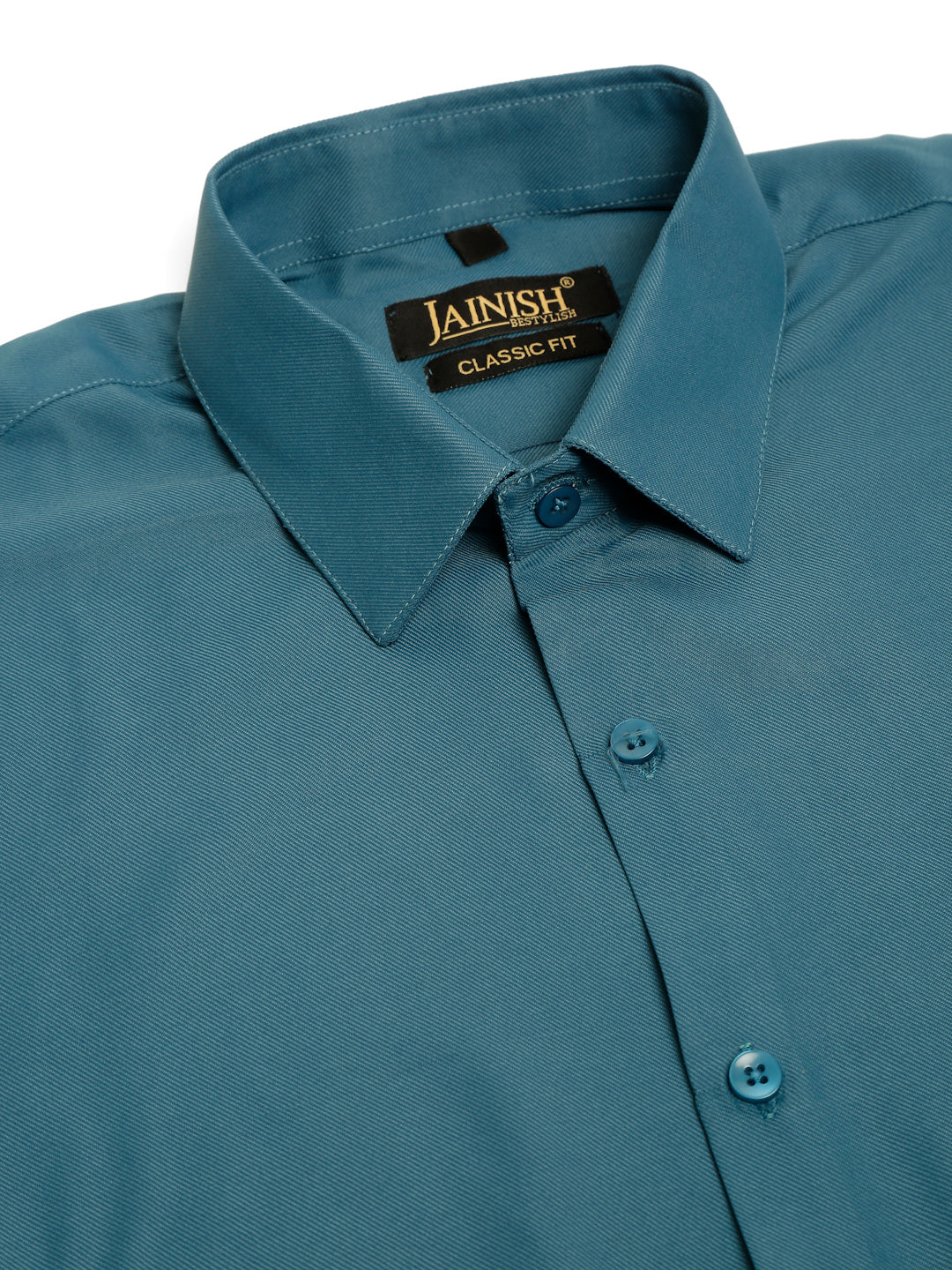 Jainish Men's Cotton Solid Formal Shirt - Teal