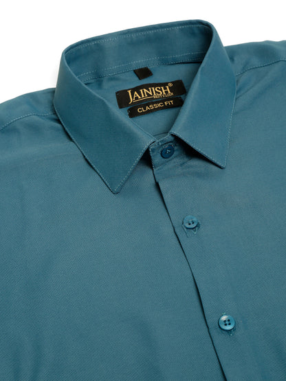 Jainish Men's Cotton Solid Formal Shirt - Teal