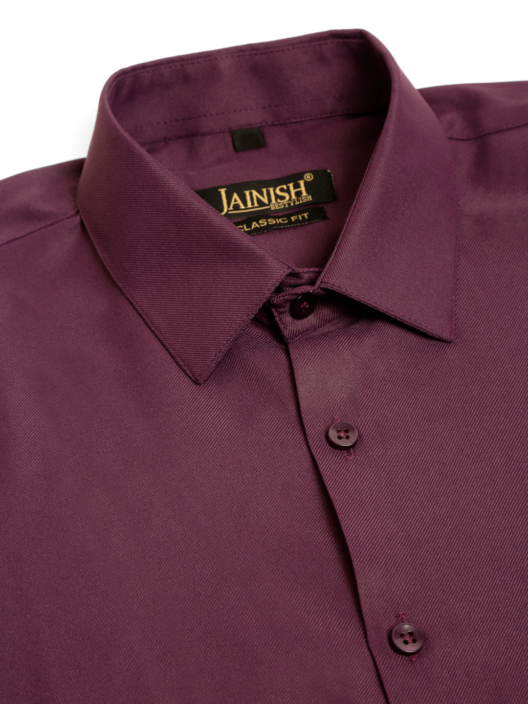Jainish Men's Cotton Solid Formal Shirt - Wine