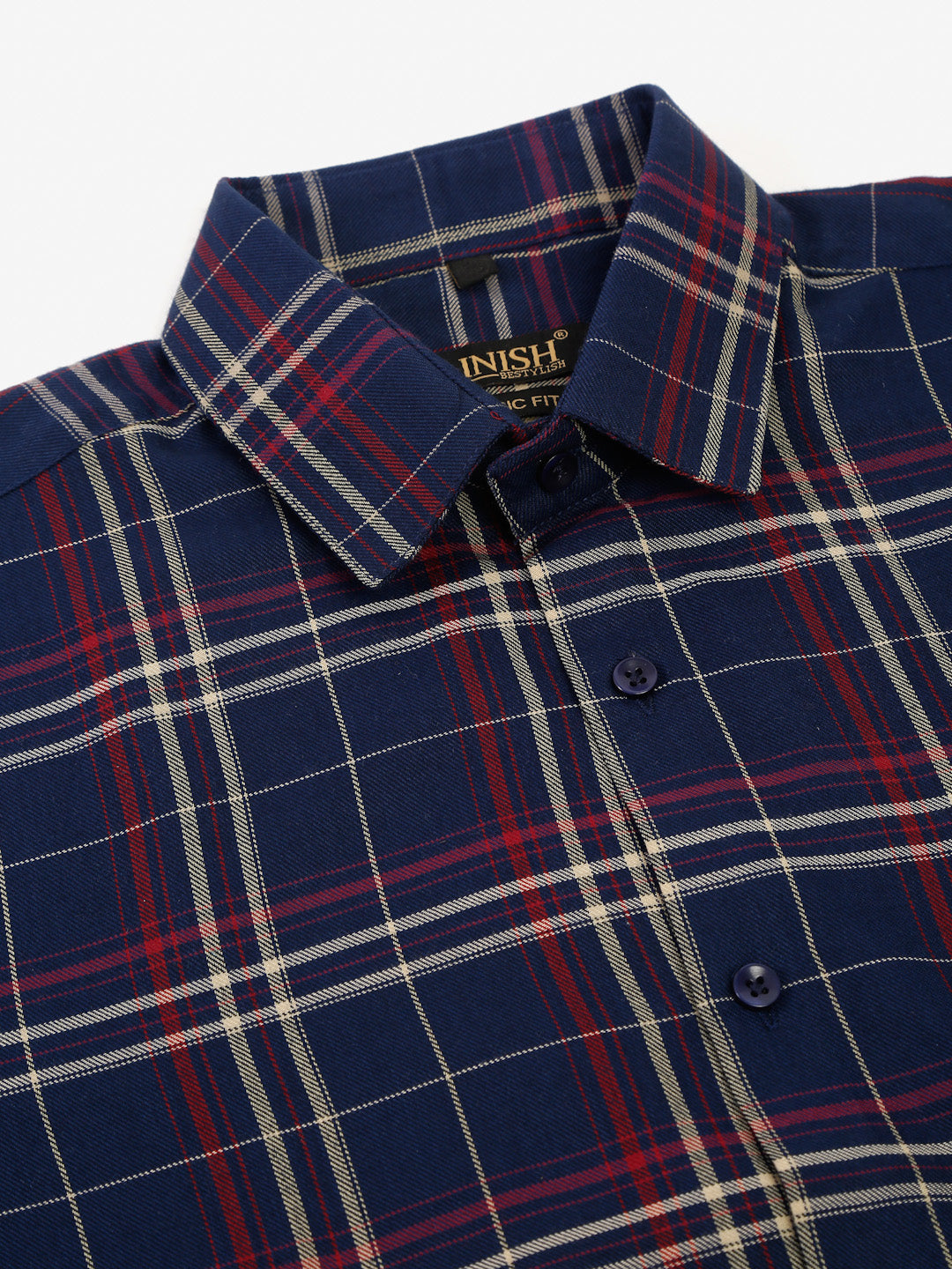 Jainish Men's Navy Half Sleeve Checked Formal Shirt