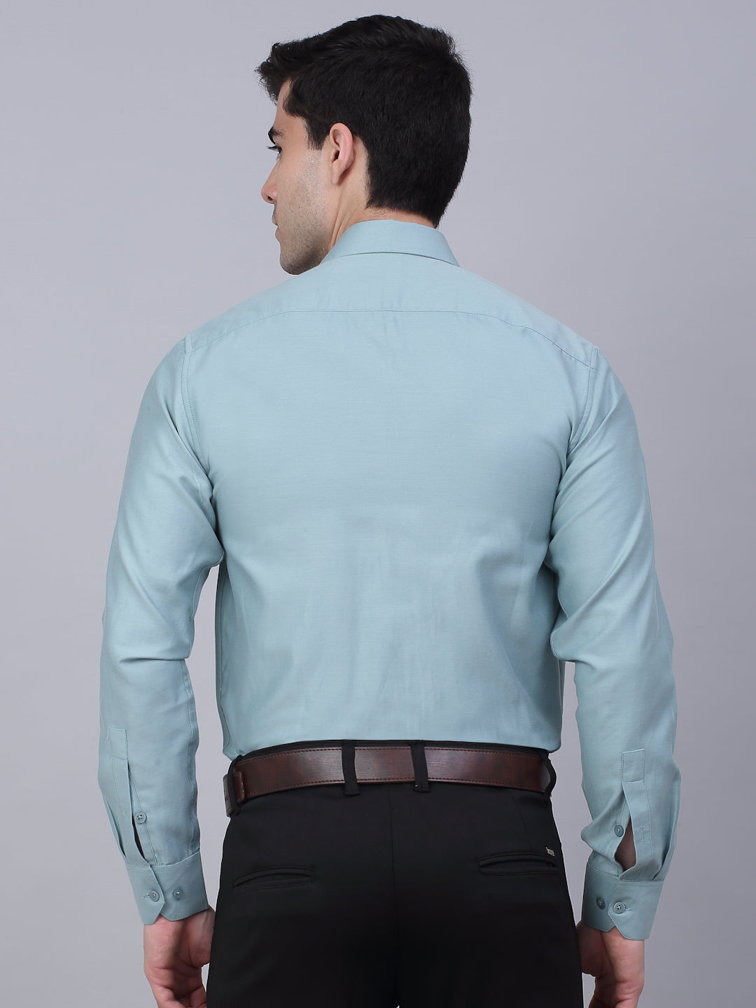 Jainish Men's Cotton Lycra Printed Formal Shirts - Pista