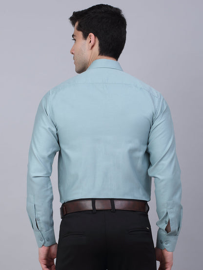 Jainish Men's Cotton Lycra Printed Formal Shirts - Pista