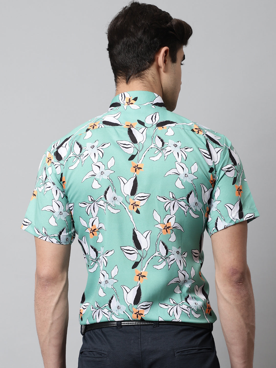 Jainish Men's Green Classic Printed Formal Shirt