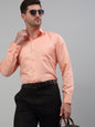 Jainish Men's Orange Dobby Textured Formal Shirt