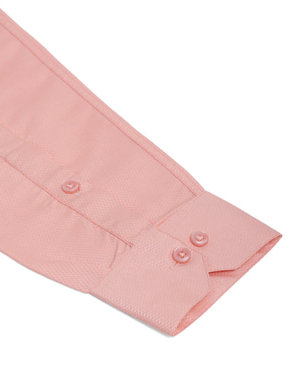 Jainish Men's Orange Dobby Textured Formal Shirt
