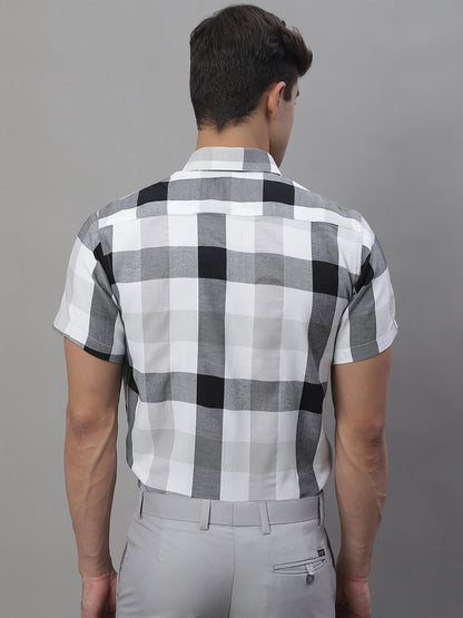 Jainish Men's Pure Cotton Checked Formal Shirts - Black