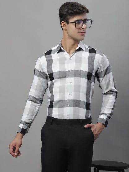Jainish Men's Pure Cotton Checked Formal Shirts - Black