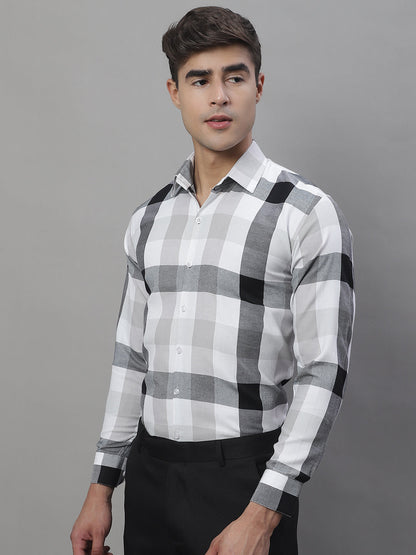 Jainish Men's Pure Cotton Checked Formal Shirts - Black