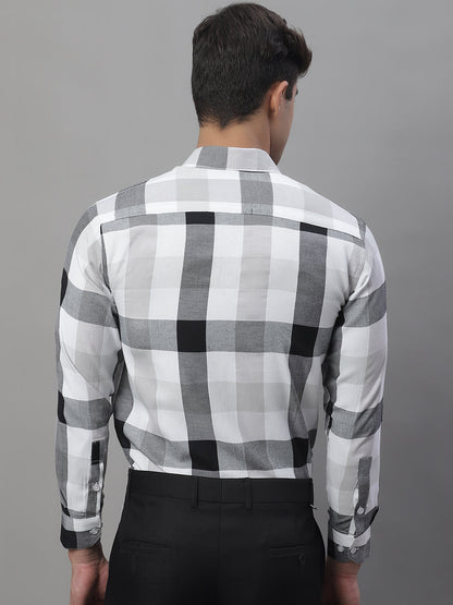 Jainish Men's Pure Cotton Checked Formal Shirts - Black