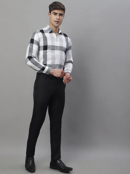 Jainish Men's Pure Cotton Checked Formal Shirts - Black