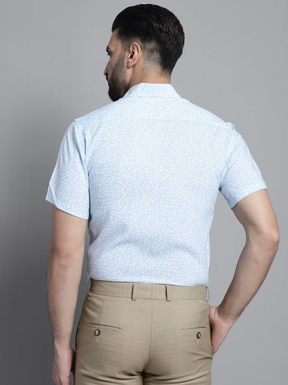 Jainish Men's Printed Formal Shirt - Sky Blue