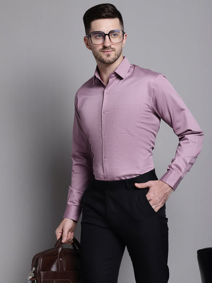 Jainish Men's Cotton Solid Formal Shirt - Magenta