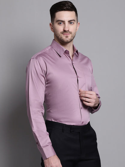 Jainish Men's Cotton Solid Formal Shirt - Magenta