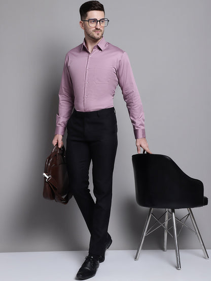 Jainish Men's Cotton Solid Formal Shirt - Magenta