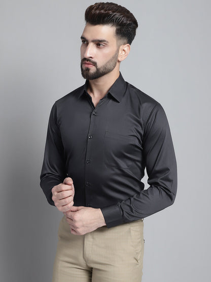Jainish Men's Cotton Solid Formal Shirt - Olive