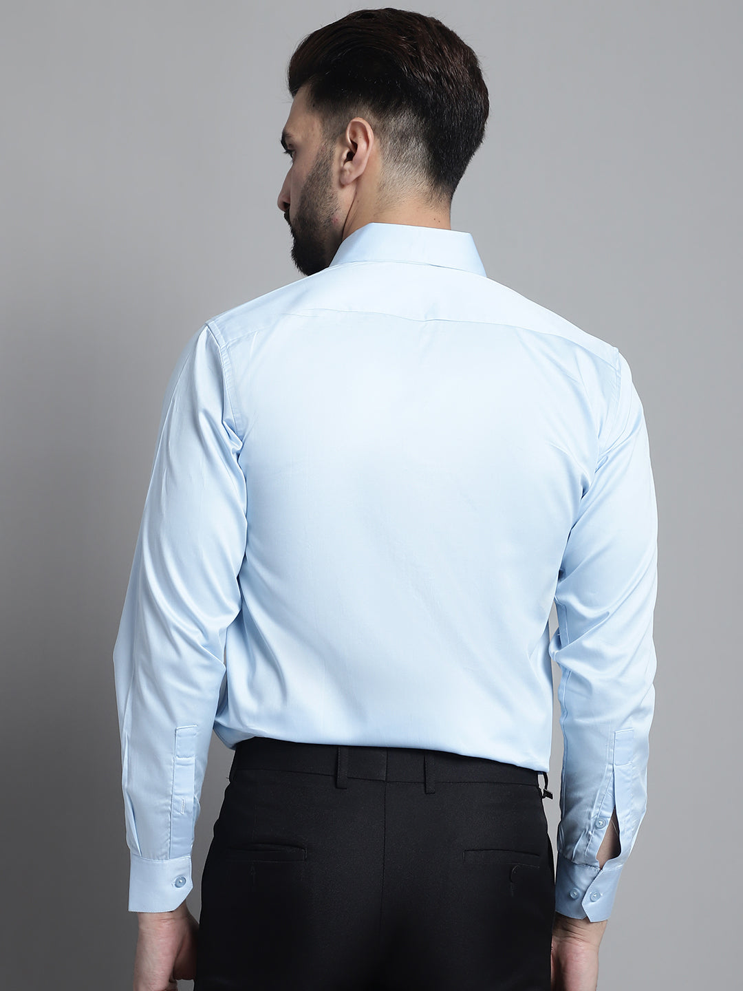 Jainish Men's Cotton Solid Formal Shirt - Sky Blue