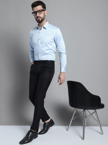 Jainish Men's Cotton Solid Formal Shirt - Sky Blue