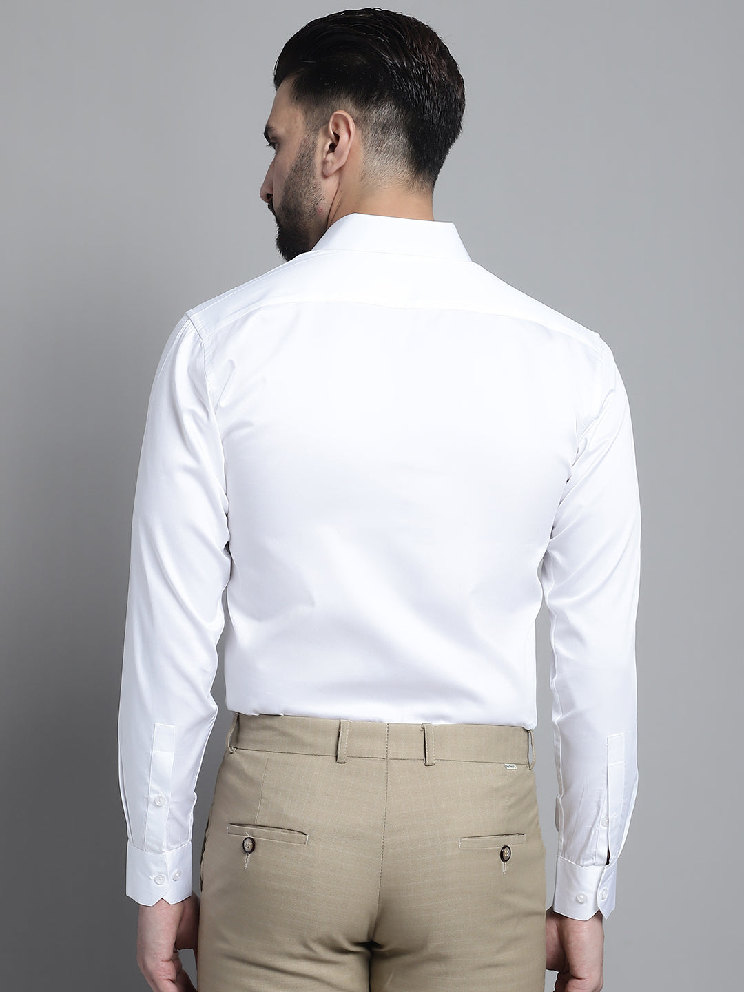Jainish Men's Cotton Solid Formal Shirt - White