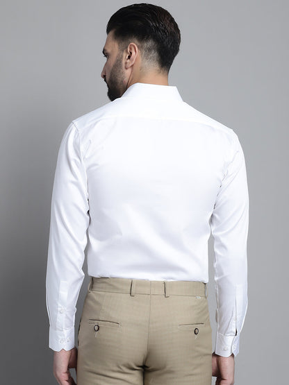 Jainish Men's Cotton Solid Formal Shirt - White