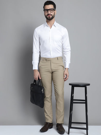 Jainish Men's Cotton Solid Formal Shirt - White