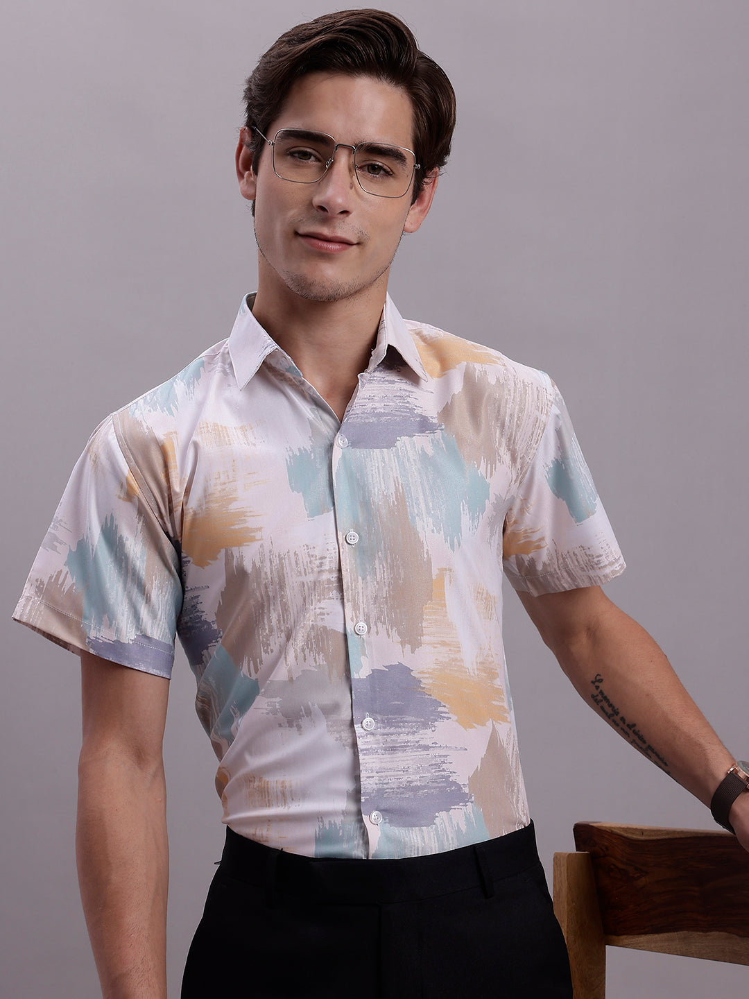 Jainish Men's Printed Formal Shirt - Multi