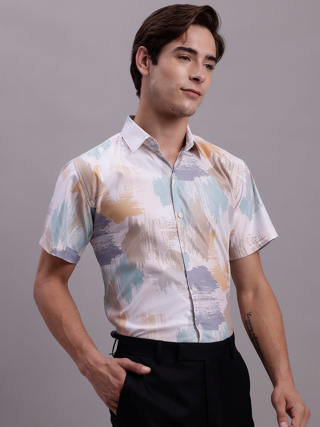 Jainish Men's Printed Formal Shirt - Multi