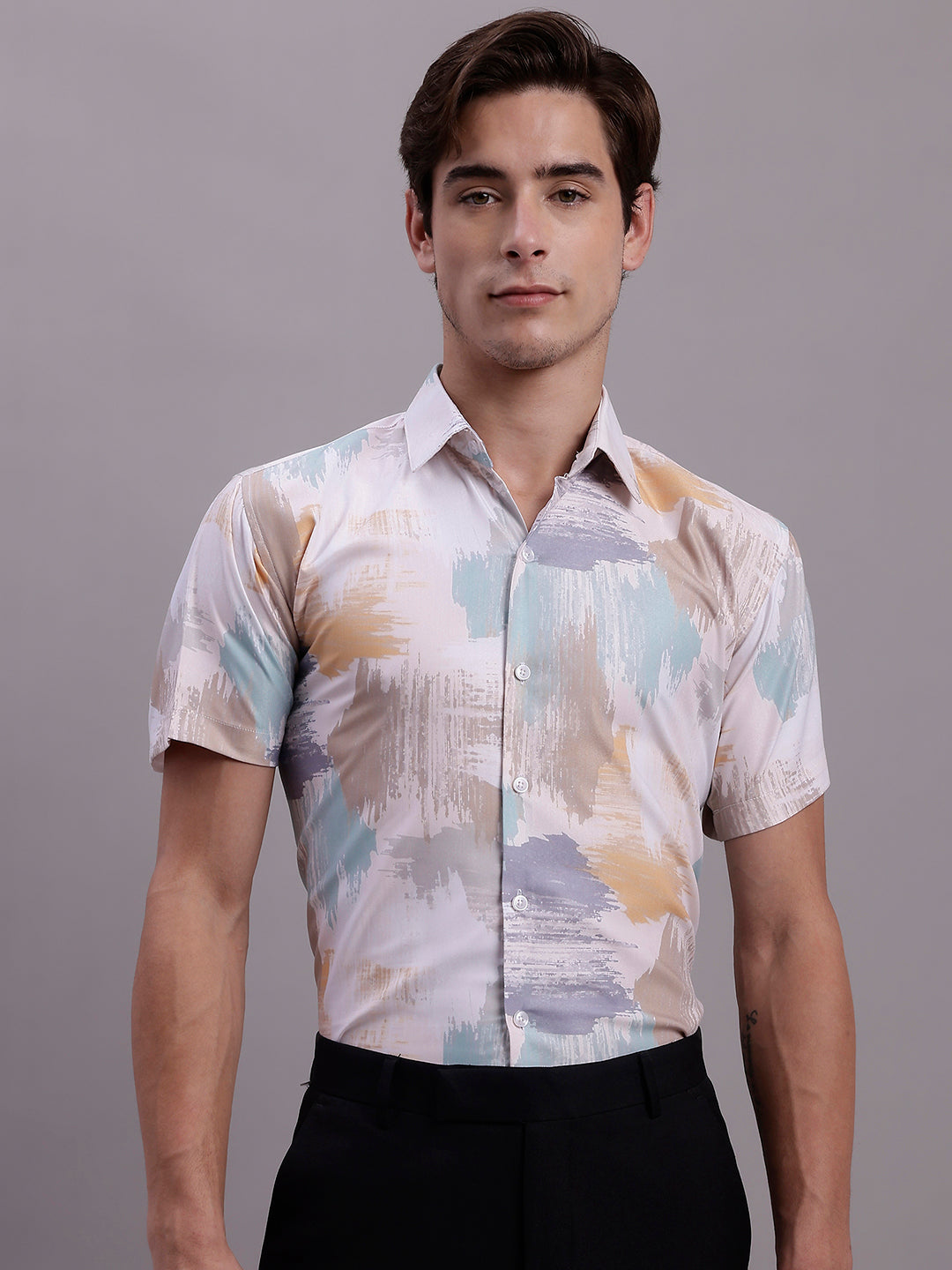 Jainish Men's Printed Formal Shirt - Multi