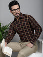 Indian Needle Men's Checked Formal Shirt - Brown