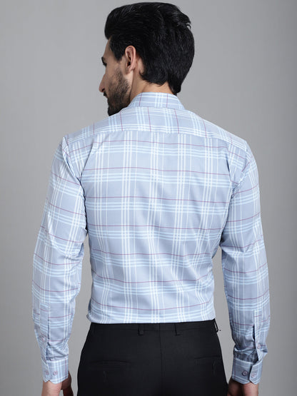 Indian Needle Men's Checked Formal Shirt - Blue