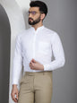 Indian Needle Men's Cotton Solid Formal Shirt - White