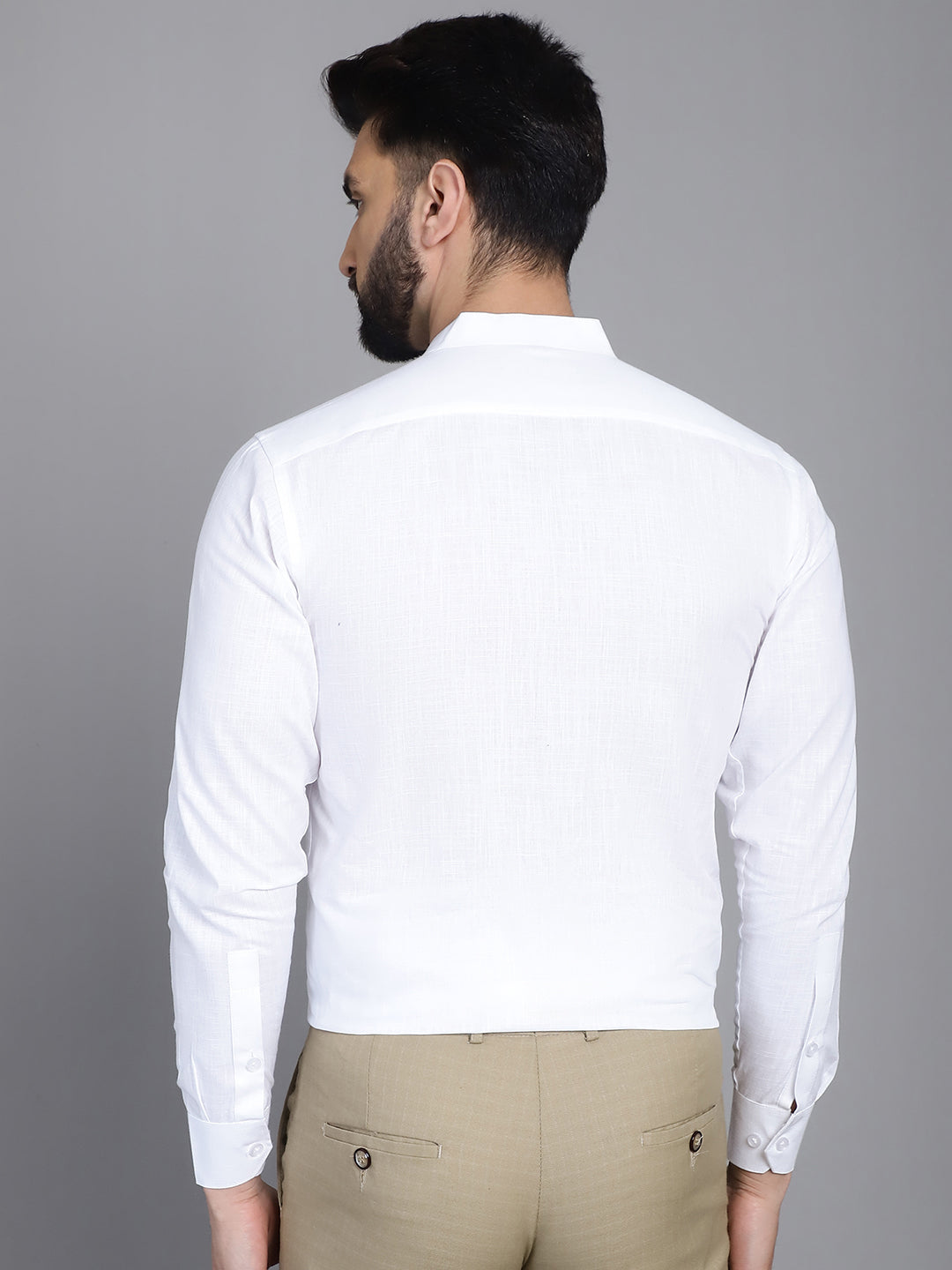 Indian Needle Men's Cotton Solid Formal Shirt - White