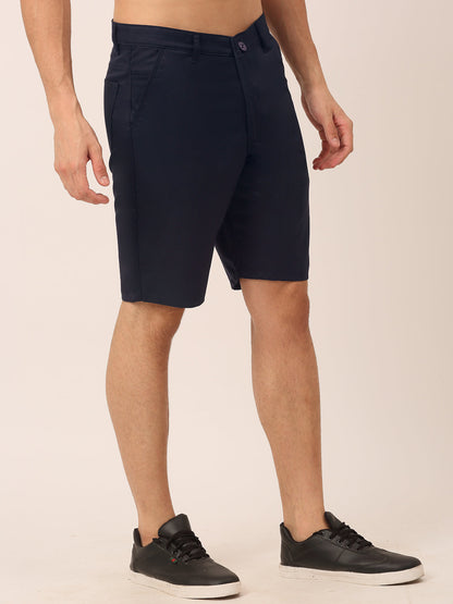 Jainish Men's Casual Cotton Solid Shorts ( SGP 153 Navy )