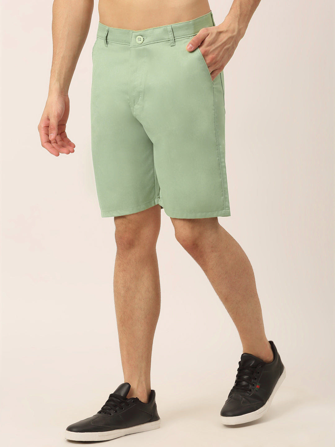 Jainish Men's Casual Cotton Solid Shorts ( SGP 153 Pista-Green )