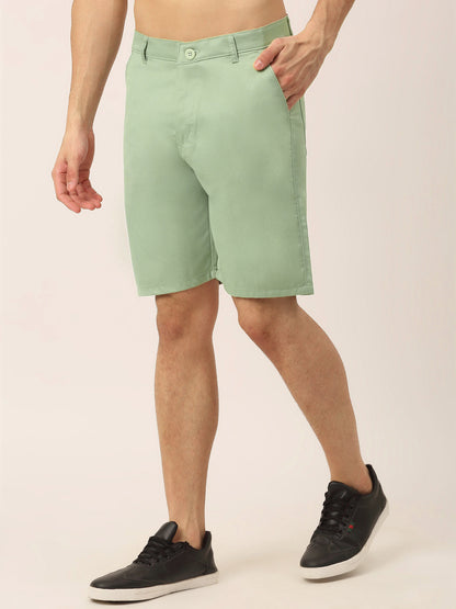 Jainish Men's Casual Cotton Solid Shorts ( SGP 153 Pista-Green )