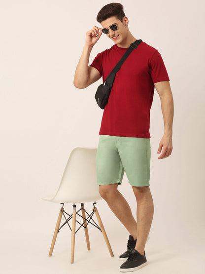 Jainish Men's Casual Cotton Solid Shorts ( SGP 153 Pista-Green )