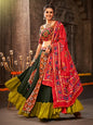 Myra Green Viscose Rayon Embroidered Designer Navratri Special Lehenga