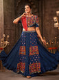 Myra Blue Viscose Rayon Embroidered Designer Navratri Special Lehenga