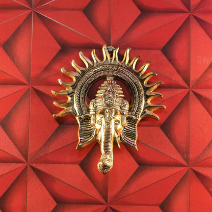 KridayKraft Metal Ganesha ji Statue, Ganpati Wall Hanging Sculpture Lord Ganesh Idol