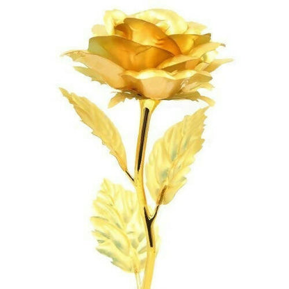 Tied Ribbons Gold-Polished Artificial Rose Flower With Box - Valentine's Day Gifts