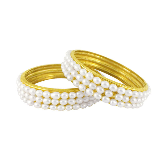 J Pearls 3 Line Oval Pearl Bangles - Real Pearl Jewelry